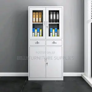 2 Door Half Glass Metallic Cabinet