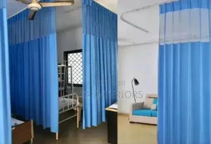 Washable Blue Hospital Ward Partitioning Privacy Curtains