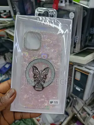 Clear Pink Butterfly-Themed Case for the Apple iPhone 11
