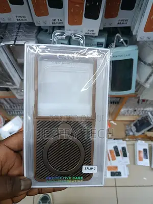 Samsung Galaxy Z Flip Series Phone a Carbon Fiber Texture and an Ring