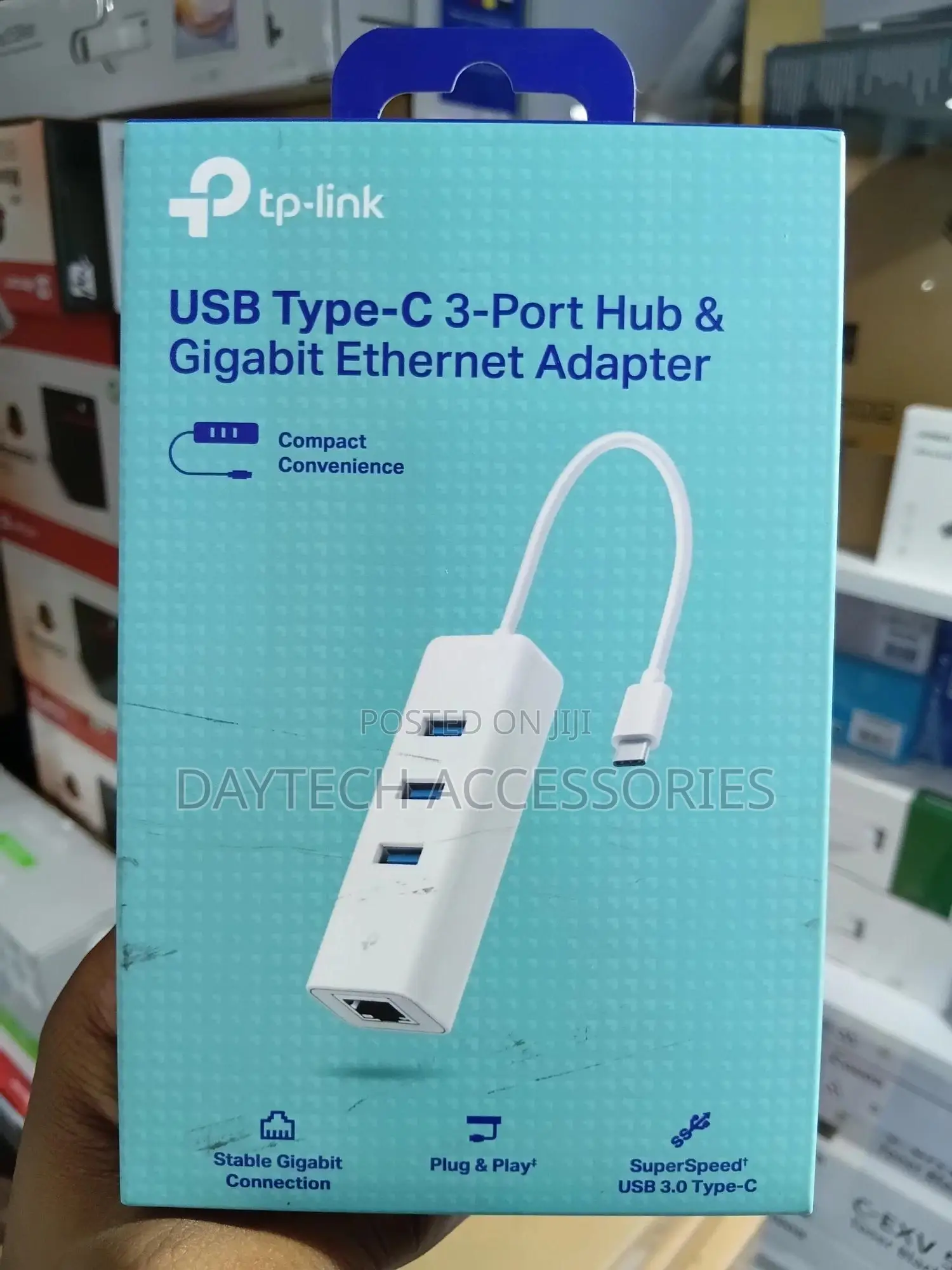 Tp-Link Ue330c Usb Type-C 3-Port Hub to Gigabit Ethernet Adapter.