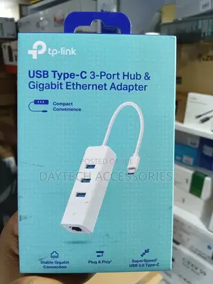 Tp-Link Ue330c Usb Type-C 3-Port Hub to Gigabit Ethernet Adapter.