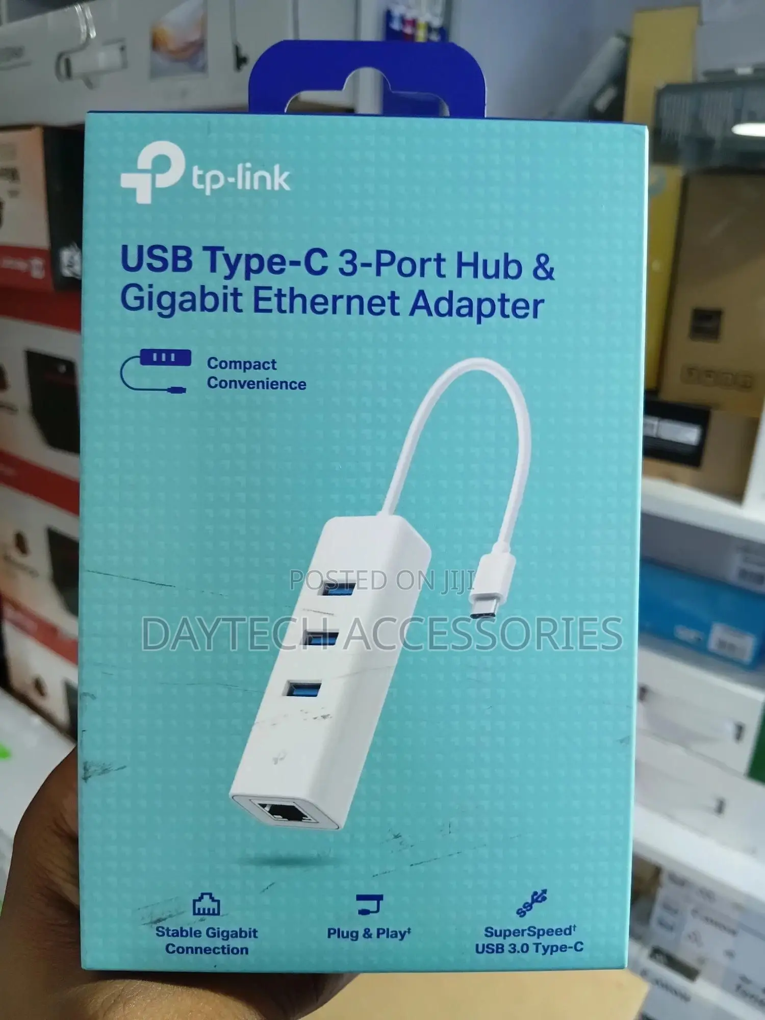 Tp-Link Ue330c Usb Type-C 3-Port Hub to Gigabit Ethernet Adapter.