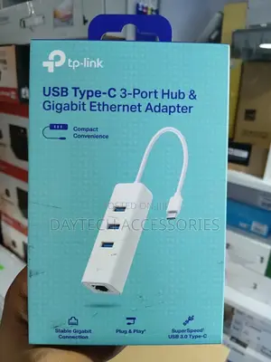 Tp-Link Ue330c Usb Type-C 3-Port Hub to Gigabit Ethernet Adapter.