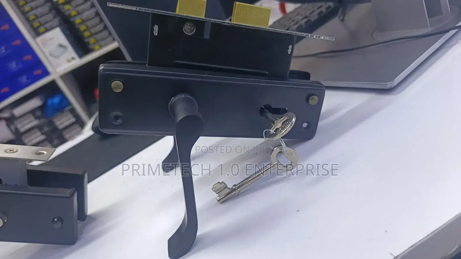 Original Union Black Scroll Handle Door Lock