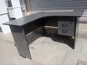 Grey Curved L Shaped Desk