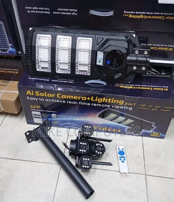V380 Triple Lens Solar Camera With Night Light