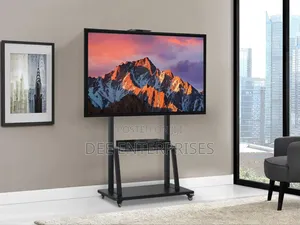 32-75 Inches Mobile Tv Trolley Stand With Wall Mount