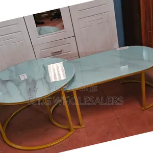 Modern Glass-Style 2-in-1 Nesting Coffee Table – White
