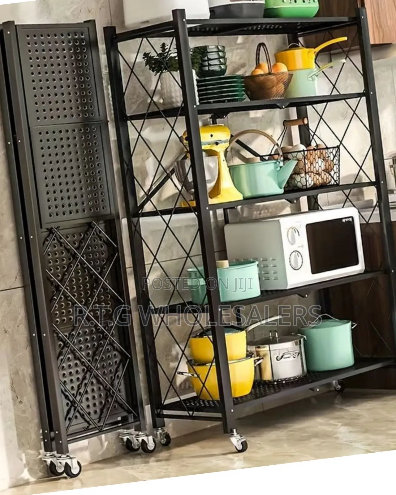 5-Tier Foldable Kitchen Rack With Storage Shelves