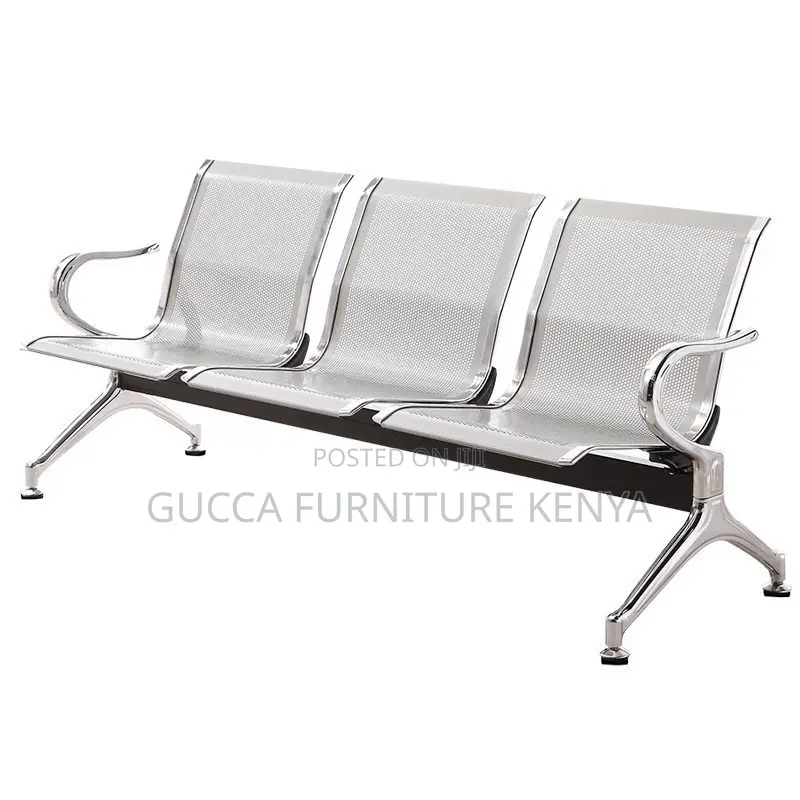 3-link Metallic Office Reception Waiting Bench
