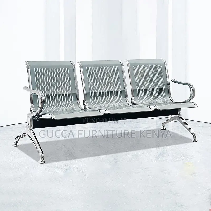 3-link Metallic Office Reception Waiting Bench