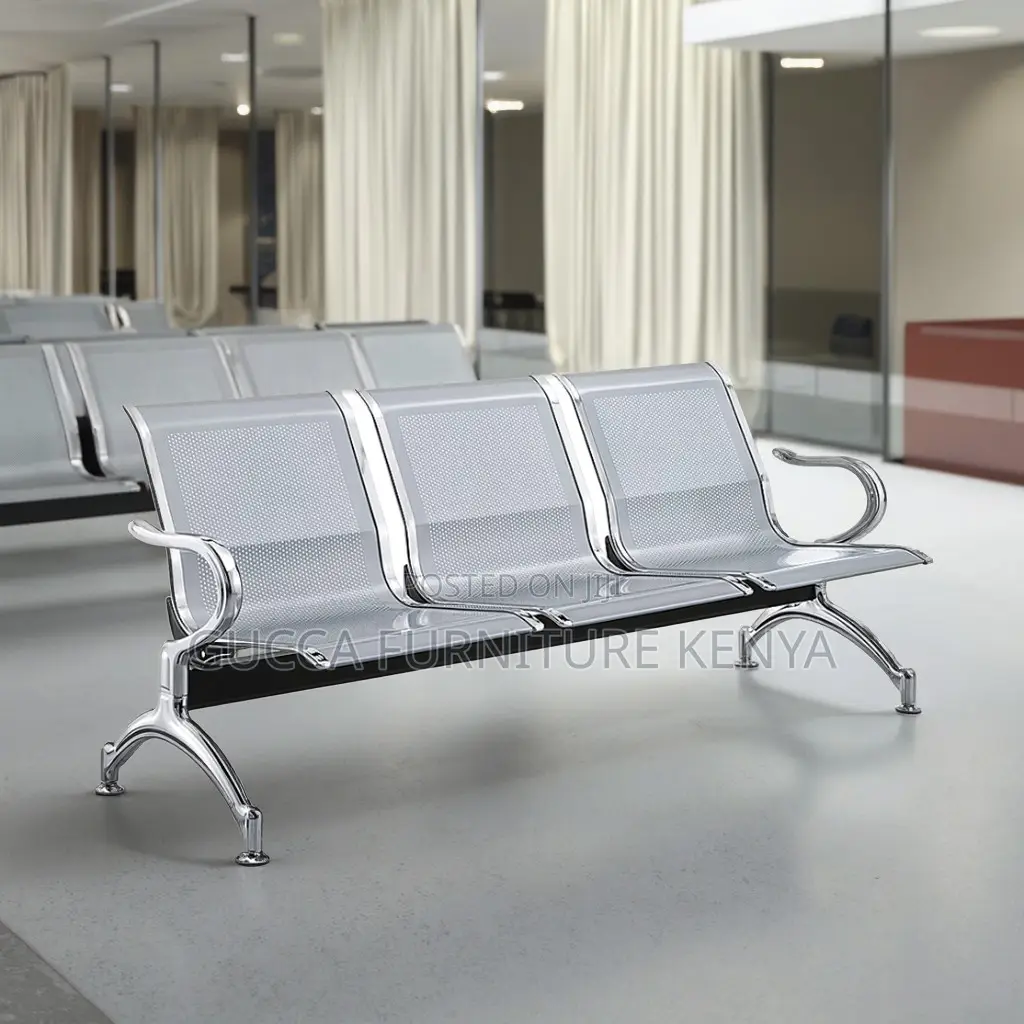 3-link Metallic Office Reception Waiting Bench