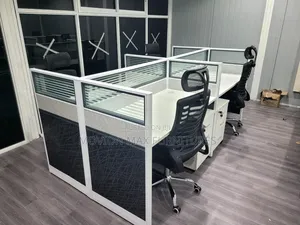 Black White 4way Workstation Desk