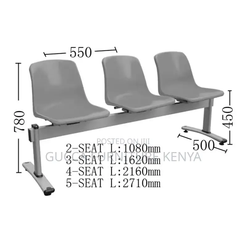 3-link Plastic Back Reception Waiting Bench