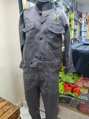 Grey Overall Plain Overall With Multiple Key Pockets