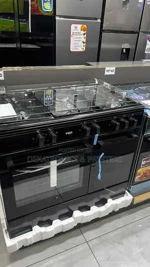 Von 90x60 Cooker, 5 Gas Burners (1 Wok), Electric Oven, Gloss Black