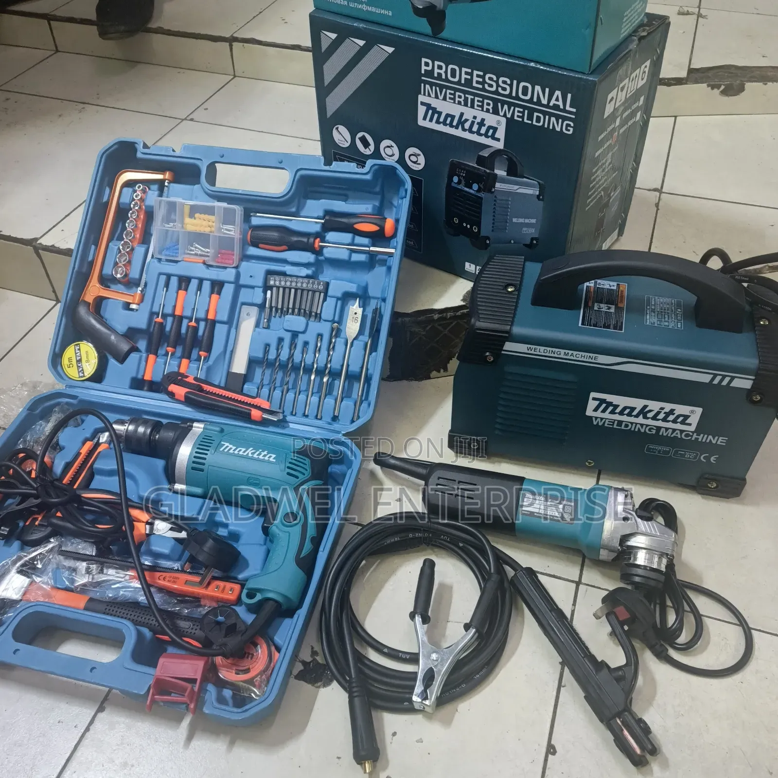 Makita Electric Combo Welding Machine, Toolset Drill, Grinder