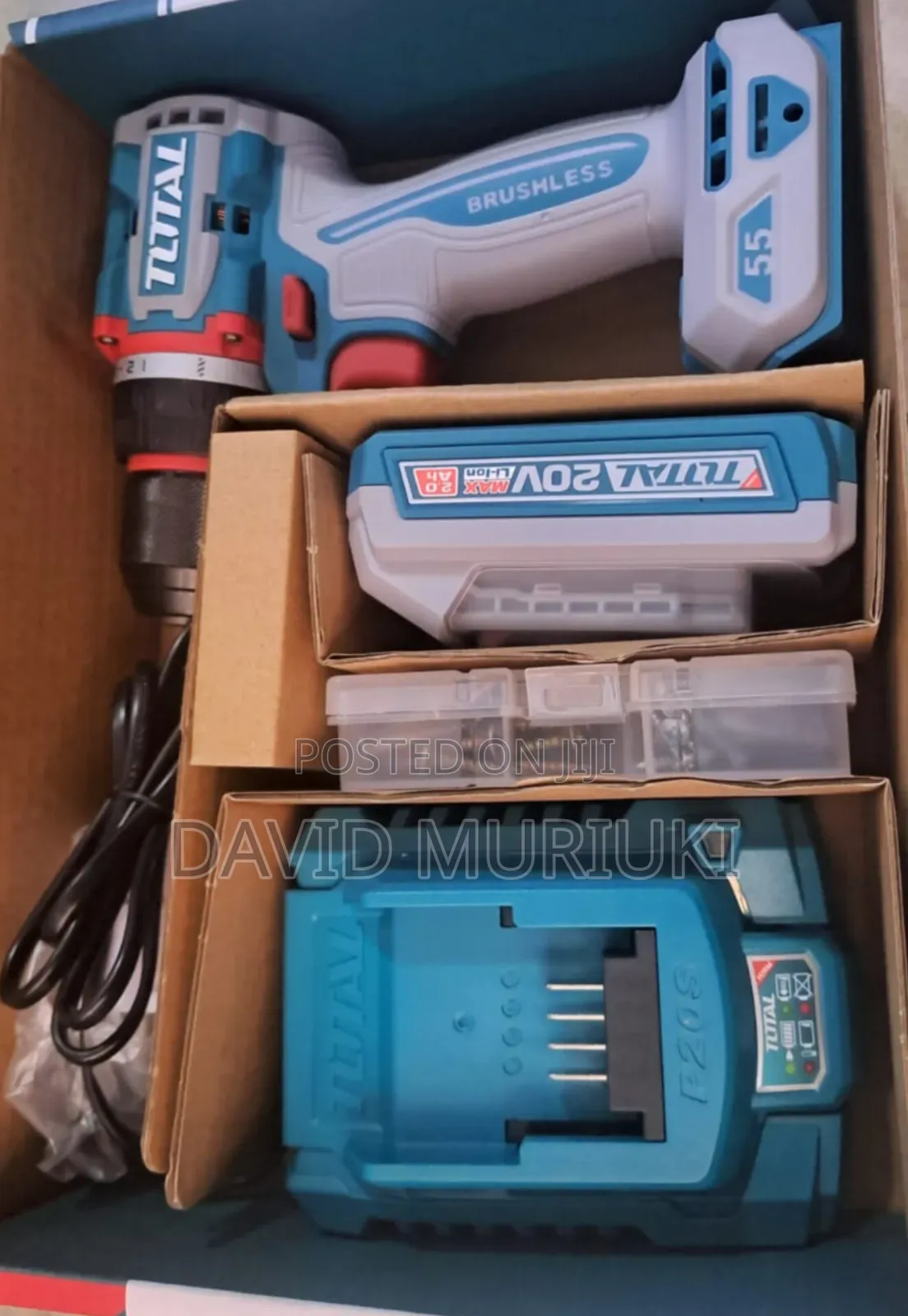 Total 20v Compact Brushless Cordless Drill With Battery Charger