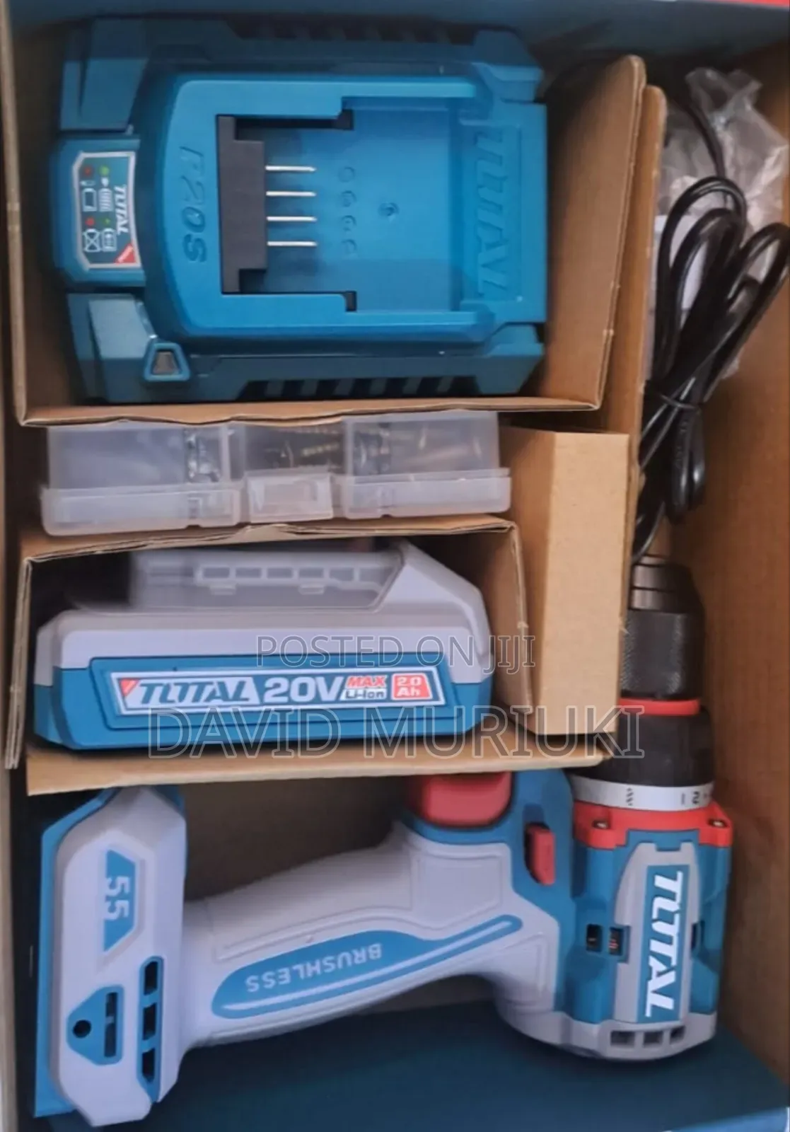 Total 20v Compact Brushless Cordless Drill With Battery Charger.