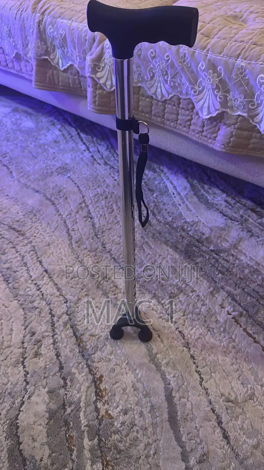 Quality Adjustable Walking Stick Metallic Silver