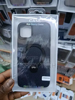 iPhone 11 Pro Max, a Carbon Fiber Style Finish Magnetic Ring Stand