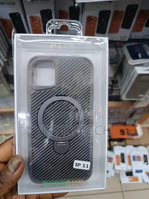 iPhone 11 Featuring a Carbon Fiber Texture Magnetic Ring Stand.
