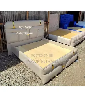 5x6 Upholstered Bed With Gold Accents – Elegant Durable Design