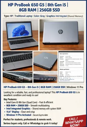 Laptop HP 650 G5 8GB Intel Core i5 SSD 256GB
