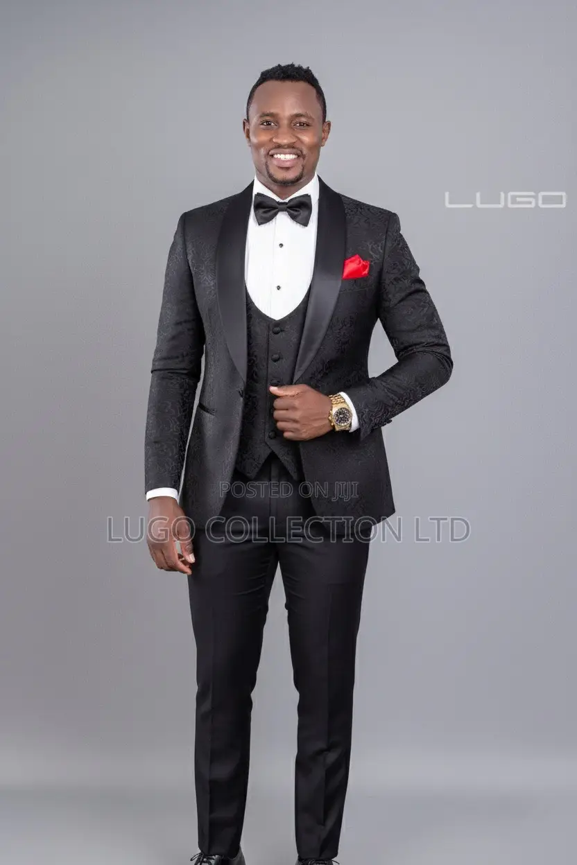 Custom Made Black Tuxedo With Satin Lapel