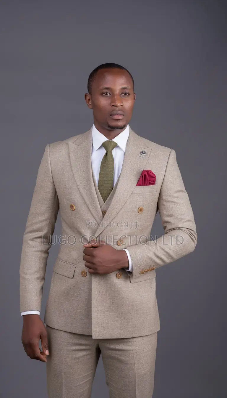 Custom Made Beige Double Breasted Suit