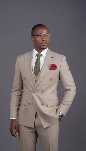Custom Made Beige Double Breasted Suit