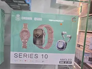 Crown Q500 Smart Watch Combo With Wireless Earbuds