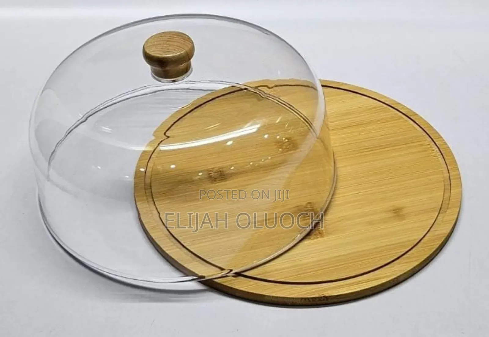 Bamboo Base Cake/Fruit Stand With High Quality Acrylic Top Dome Cover