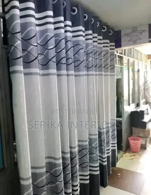 Grey and White Pattern Curtains Curtains Environmental Friendly