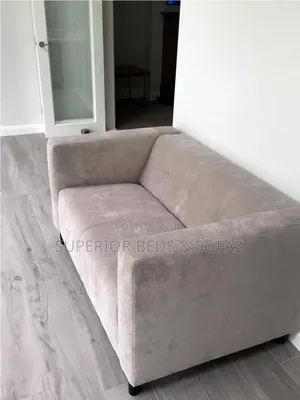 Modern Beige Fabric Two Seater Sofa