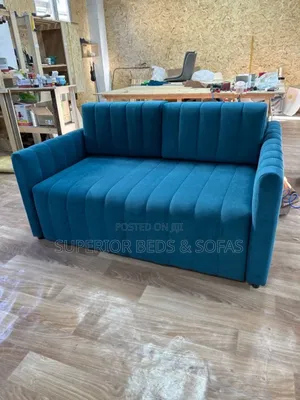 Blue Channel Tufted Two Seater Sofa-Free Delivery