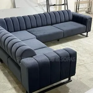 Navy Velvet L Shape Sectional Sofa on Offer!