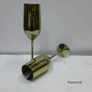 A Pair Of Gold Stainless Steel Wine Glass