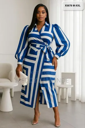 Blue Stripe Wrap Dress