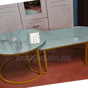 2-in-1 White Marble Nesting Coffee Table