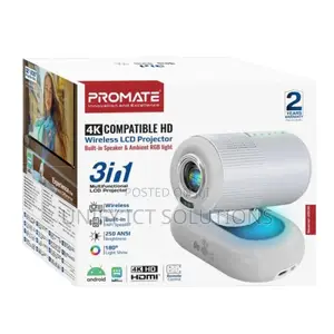 Promate Wireless Ultra Hd DLP Projector With Built-in Hifi Speaker