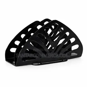 Midnight Shell Metal Napkin Holder – Modern Table Organizer (Black)