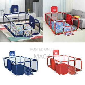 ​Multifunctional Baby Playpen With Ball Pit, Basketball Hoop,