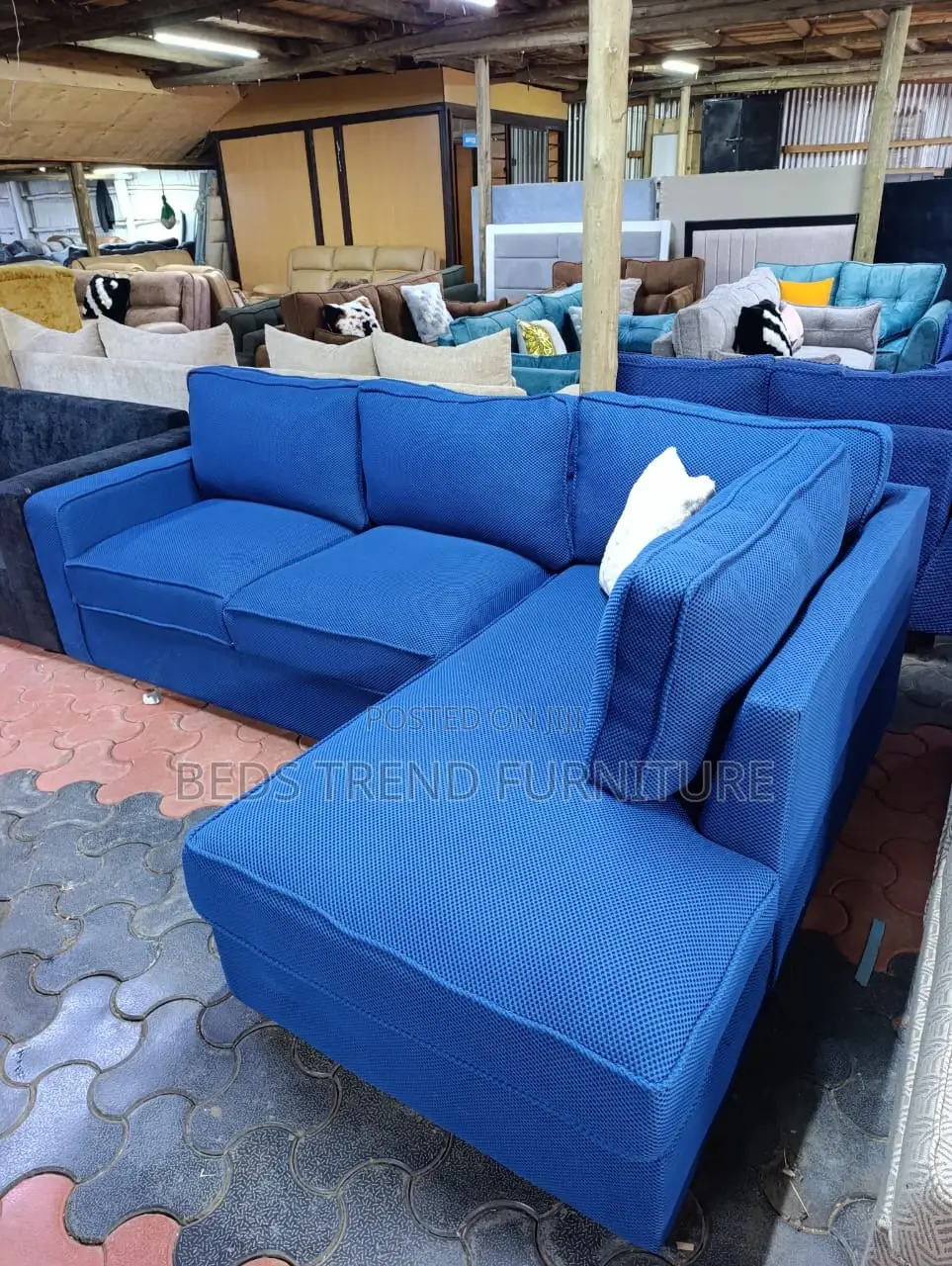 Standout Blue 6 Seater L Seat