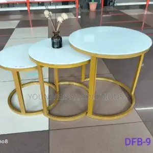 3 in 1 Executive Glass Effect Marble Table