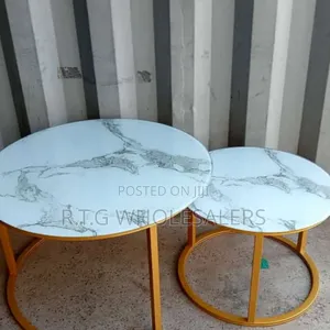 White Marble Effect Nesting Coffee Table Set With Glass Tops