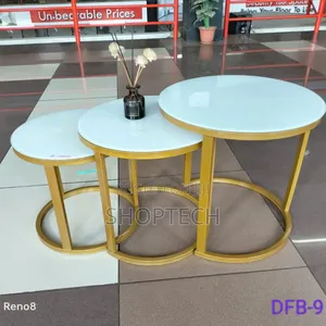 3 in 1 Executive Glass Effect Marble Table