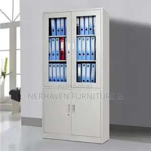 Modern Office Storage Cabinet – Half Glass Design
