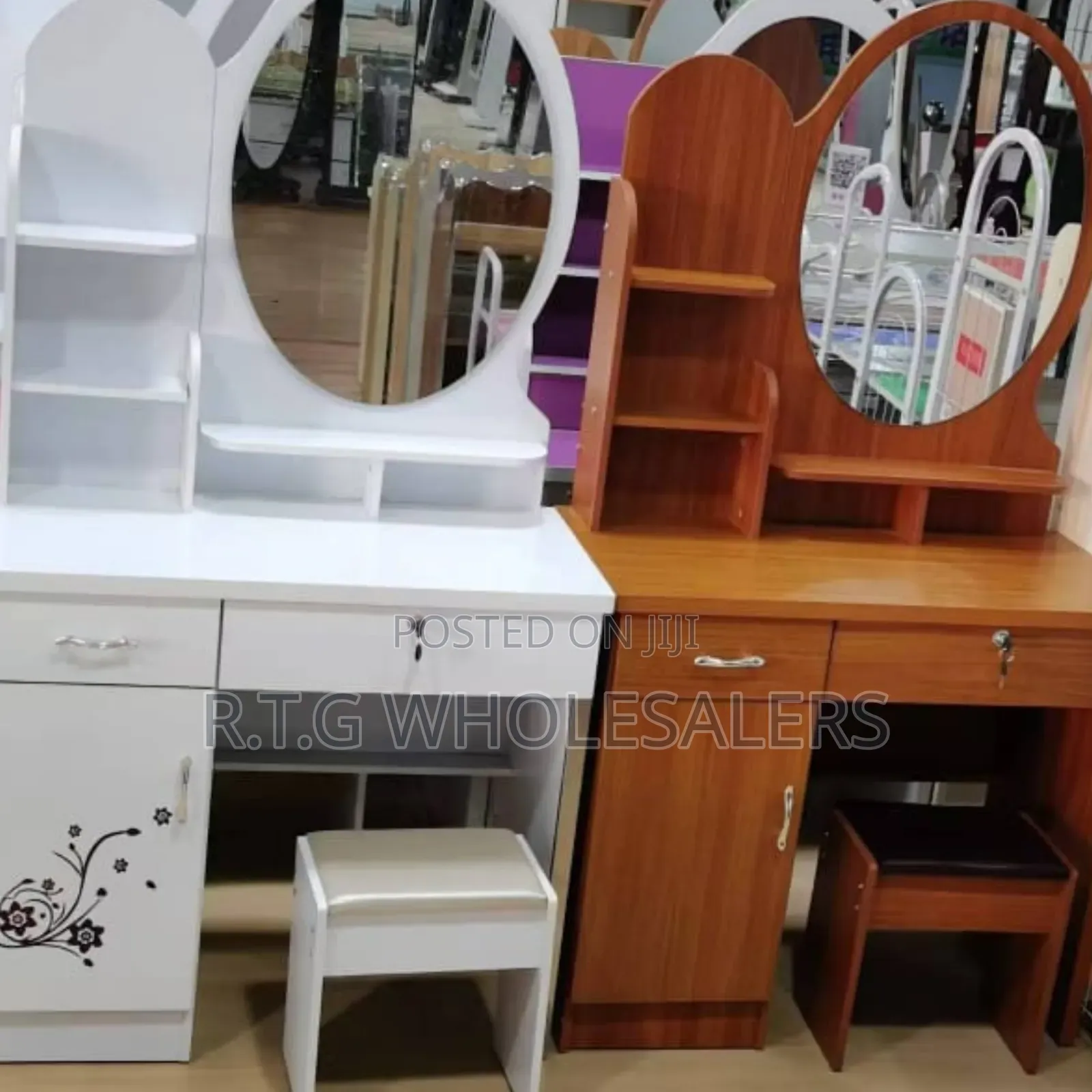 Executive Dressing Table — Sleek White Brown Finish